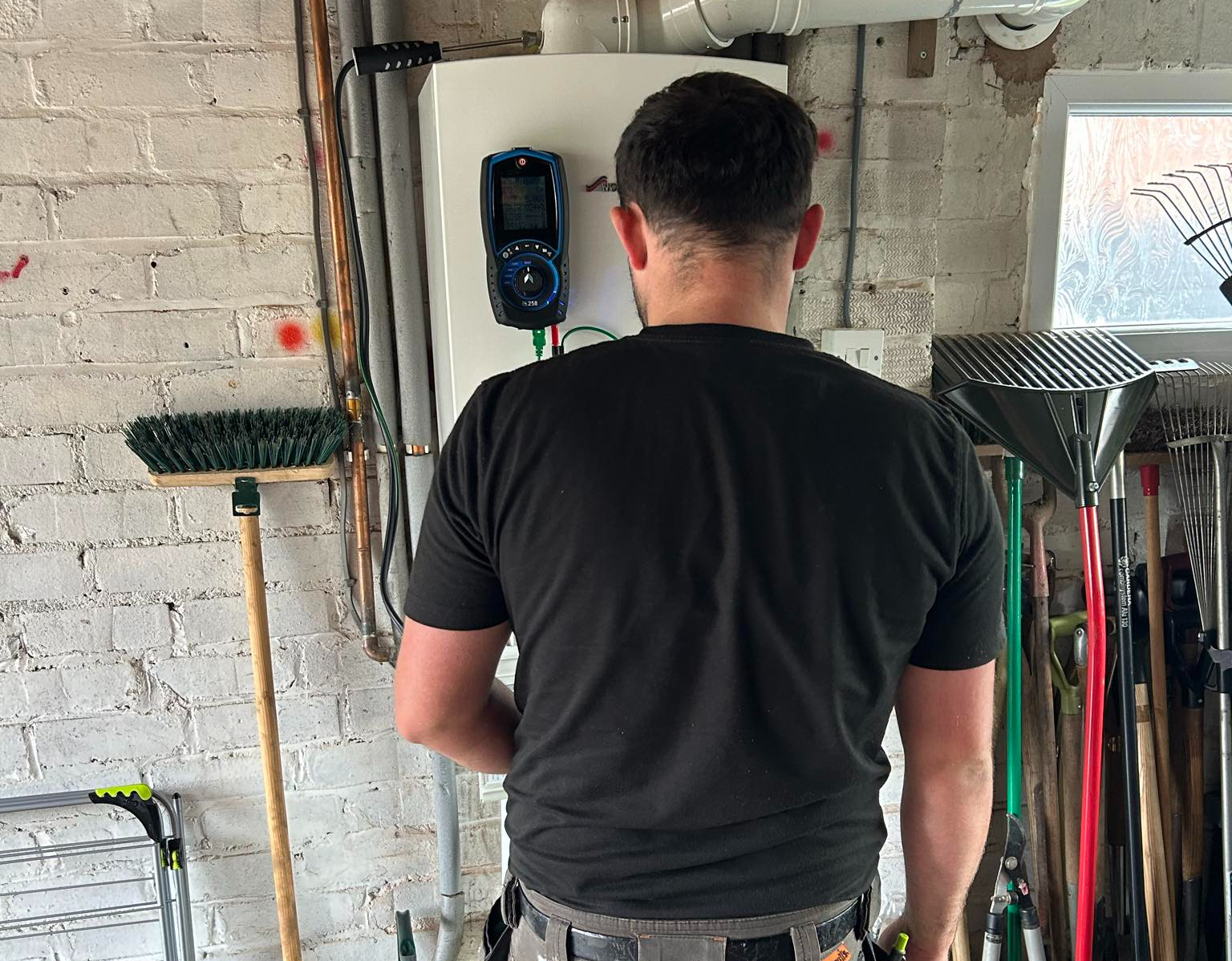 Luke inspecting a boiler